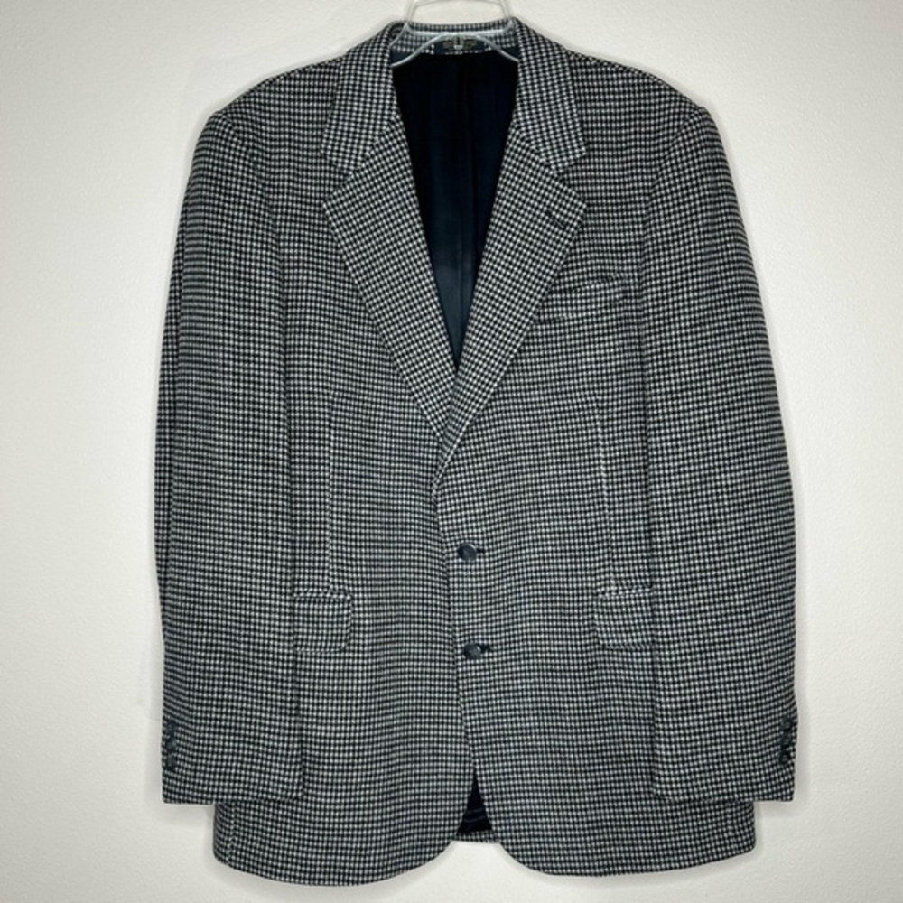 Di Benedetto Men’s 42L Tan Black Houndstooth Camel Hair 2B‎ Sport Coat Jacket